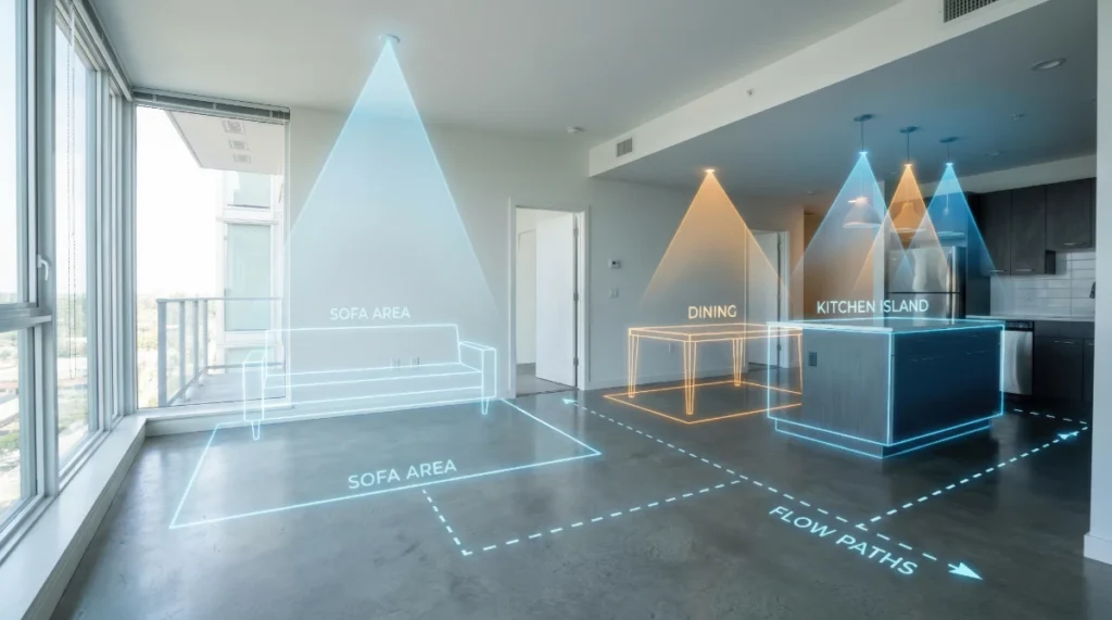 ภาพตัวอย่างการออกแบบภายในคอนโดพื้นที่โล่ง