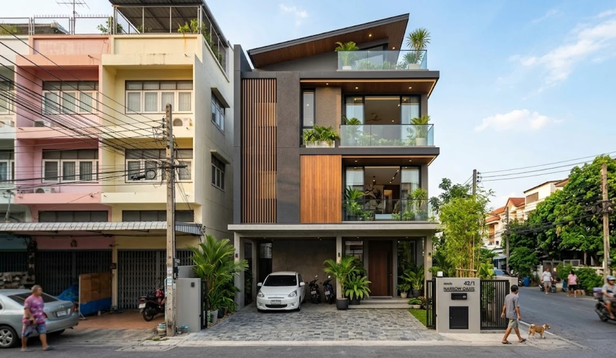 แบบบ้านสำหรับที่ดินหน้าแคบ ออกแบบอย่างไรให้สวย อยู่สบาย และใช้พื้นที่ได้คุ้มค่าที่สุด